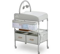 Portable Baby Changing Table with 2 Storage Baskets, BabyBond Foldable Changing Table Dresser Waterproof Diaper Changing Table Height Adjustable Changing Station for Infant and Newborn(Beige)