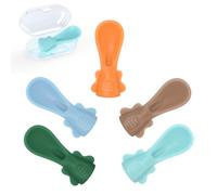 Portable Baby Food Pouch Topper (5-Pack, Assorted) - The Ultimate Travel Feeding Set with Hygiene Cases - No-Spill Squeeze Spoon Attachment for On-the-Go, Car & Airplane - Fits Most Standard Pouches