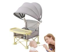 Portable Baby Seat with Tray - Baby Folding Feeding Chair,Portable Toddler Seat with Sun Canopy for Home Outdoor Lawn Travel Camping Beach Picnic