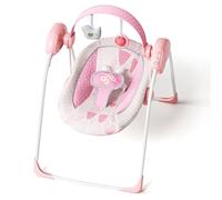 Portable Baby Swing, Pink Electric Infant Swing with 5 Speed Levels, 6 Songs & Timer - Battery-Powered Only (No Batteries Included) Pink and White
