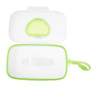 Portable Baby Wet Tissue Box Green Pp Wipes Holder | One-handed Opening, Moisture Locking, Reusable Design, for Children's Dining Chairs and Shopping Bags