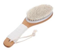 Portable Back Scrubber Horsehair Body Bath Brush with Wooden Handle