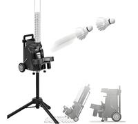 Portable Badminton Launcher, Auto Serve Machine with Remote, Holds 52+ Shuttles, 7M Height, for Solo Practice