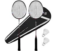 Portable Badminton Set,Composite Carbon 4U Light Offensive Adult Competition Training Integrated Double Racket,with 2 Shuttlecocks and 1 Bag,for Beginners Casual Players