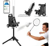 Portable Badminton Shuttlecock Machine, App Control, 50+ Shuttle Capacity, Practice Partner for All Skill Levels