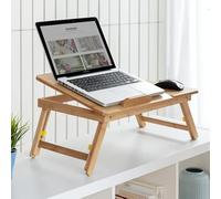 Portable Bamboo Foldable Laptop Desk Notebook Adjustable Height Tray Table Bed Table with Drawer