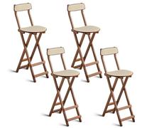 Portable Bamboo Folding Chair with Backrest Rattan Dining Chair Space Saving High Stool 220Lbs Capacity Ideal for Kitchen & Dining Walnut Finish 100cm x 4cm