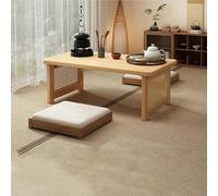Portable Bamboo Japanese Coffee Table, Rattan Design Wooden Floor Table for Living Room, Tea & Office Use, Solid Construction, Yellow, 39.3"x18.8"x13.7"