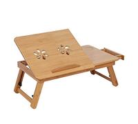Portable Bamboo Laptop Stand Foldable Desk Notebook Table Adjustable Laptop Bed Table Serving Tray Lap Standing for Bed and Sofa, Play Games On Bed Table with Drawer for Eating Breakfast, Reading