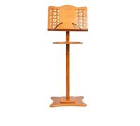 Portable Bamboo Music Stand Support for Churches Adjustable Height Desk for Worship Office School Conference MeetingOpen Shelf Pulpit Organizer