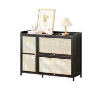 Portable Bamboo Shoe Cabinet with Doors - Space-Saving Shoe Rack for Entryway, Hallway, or Living Room - 100x33x77 cm Storage Solution for nized Home