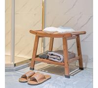 Portable Bamboo Shower Stool Bench with Sto Shelf, Ideal Bathing Seat for Seniors & Adults, Perfect for Spa & Indoor Shower Use, Water-Resistant & Sturdy Design