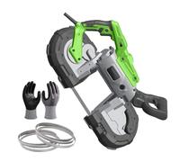 Portable Band Saw 1100W, Metal Cold Cut with LED Light, 4.72-Inch Cutting Diameter, 0.8-2.4 M/S Blade Speed, Includes Gloves & 6 Saw Blades, for Wood & Steel Cutting