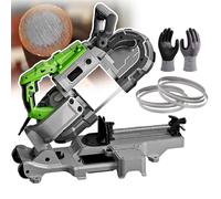 Portable Band Saw for Metal Cutting, 0-45° Adjustable with Built-in LED Light, Includes Multiple Saw Blades and Gloves, Ideal for Copper, Aluminum, Steel, and Floor Materials