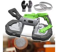 Portable Band Saw for Metal Cutting, 0-45° Angle, Built-in LED Light, 4.72 Inch Cutting Diameter, Includes 3 Saw Blades