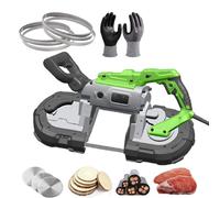 Portable Band Saw for Metal Cutting, Adjustable with Built-in LED Light, Includes Multiple Saw Blades and Gloves, Ideal for Copper, Aluminum, Steel, and Floor Materials