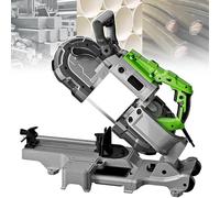 Portable Band Saw, Hand Held Bandsaw with 1100W Power, 120mm Deep Cut, 6 Speed Settings, LED Light for Metal and Wood Cutting, Removable Base, 45/90° Cutting Angle