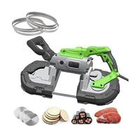 Portable Band Saw - Metal Cutting, 0-45° Adjustable, Built-in LED Light, Includes Multiple Saw Blades and Gloves, Ideal for Copper, Aluminum, Steel, and Floor Materials