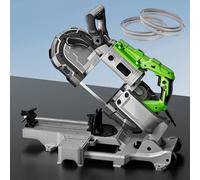 Portable Band Saw, Metal Cutting Tool with 0-45° Angle, Built-in LED Light, 4.72 in Cutting Diameter, 3 Saw Blades (6pcs) & Gloves for Easy Handling