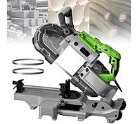 Portable Bandsaw with Removable Base, 1100W Handheld Band Saw with 2 Saw Blades, 6-Speed 0°- 45° Adjustable Angle, 12cm Cutting Range, for Woodworking Cutting Metal