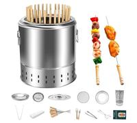 Portable Barbecue Grill Barbecue Grill Smokeless Charcoal Smoker Barrel Grill Vertical Barbeque Hanging Stove Stainless Steel Split Oven(20pcs)