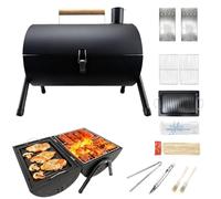 Portable Barbecue Grill,Outdoor Portable Oil Drum Barbecue Grill, Double-Sided Barbecue Function,Suitable For Family Gatherings, Camping,Beach,Outdoor,Parties And Other Activities.