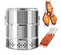 Portable Barbecue Grill Stainless Steel Smokeless Barbecue Surround Charcoal Grill, Grill Barrel with 28 Skewers, 360°All Round Roasting Multi-functional