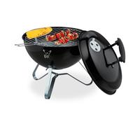Portable Barbecue Kettle Park Picnic Charcoal BBQ Travel Round Grill Lid Black
