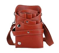 Portable Barber Scissors Waist Bag, Hairdressing Tool Storage Bag, PU Leather Scissors & Comb Carrier with Detachable Strap for Barbers and Stylists on the Go (Brown)