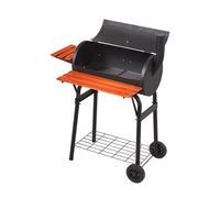 Portable Barrel Charcoal BBQ Grill Smoker with Side Shelves Living and Home Black One Size