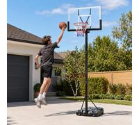 Portable Basketball Hoop Stand 6.5-10FT Adjustable Height, 110 x 70cm Shatterproof Backboard, 45cm Steel Rim, Fillable Wheeled Base, Indoor Outdoor Basketball System for Kids Adults
