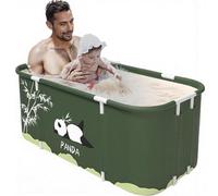Portable Bath for Adult, Double Foldable Bathtub Thicken Insulation Layer Freestanding Family Spa Cute Patterns Soaking Standing Hot Bath and Ice Bath Tub for Adults 115 * 50cm