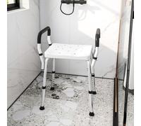 HOMCOM Rust-Free Aluminium Bath Chair with Adjustable Height, White