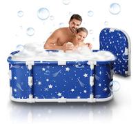 Portable Bathtub, 120cm Foldable Bathtub-Installation Free, 7 Layers Thicken Bath Metal Support, Therapy for Shower Stall Fold Up Soaking Bath Tub, Hot SPA, Ice Bath Tub (Classic Star D2)