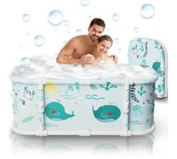 Portable Bathtub, 120cm Foldable Bathtub-Installation Free, 7 Layers Thicken Bath Metal Support, Therapy for Shower Stall Fold Up Soaking Bath Tub, Hot SPA, Ice Bath Tub (Wonder Ocean D2)