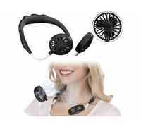 Portable Battery-Powered Double Fan Neck Fan with 3 Speed Levels