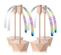 Portable Battery Powered Fly Fans for Tables Up to 15 Hours Working Time, 4-Pack Indoor Outdoor Food Fan with Flexible Goose-Neck Blades for Home Restaurant Party Picnic Patio BBQ, Lotus Pink