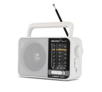 Portable Battery Radio - Retro AM/FM/SW Transistor Radio with 5W Speaker | USB-C & Battery Powered for Emergency, Camping & Home | Rechargeable | Easy to Use - BJL-671 (White)