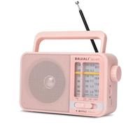 Portable Battery Radio - Retro AM/FM/SW Transistor Radio with 5W Speaker | USB-C & Battery Powered for Emergency, Camping & Home | Rechargeable | Easy to Use - 671 (Pink)