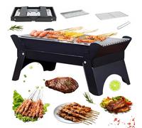 Portable BBQ Charcoal Grill, Foldable Tabletop BBQ Grill, Small 2-6 Person Outdoor Travel Charcoal Barbecue Grill for Picnic, Backpacking, Garden Terrace, Camping, Travel, Hiking, Black