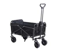 Portable Beach Cart with All-Terrain Wheels, Foldable for Outdoor Picnics, Sturdy and Spacious Utility Trolley for Camping, Black Color, Perfect for Grocery Shopping.