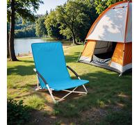Portable Beach Chair, with High Backrest, Foldable, Light Blue