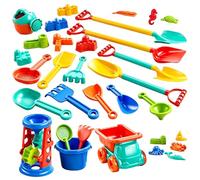 Portable Beach Toys - Outdoor Sand Game, Heavy Duty Impacts Resistant Mold Set with Storage Bag for Scooping, Digging, Sculpting and Molding Coastal Architecture