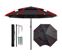 Portable Beach Umbrella Outdoor Fishing Umbrella Double T Ventilated Garden Canopy Sand Anchor UV Protection Lightweight & for Camping Picnics and Patio Use