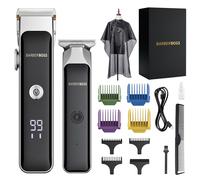 BarberBoss Portable Beard Trimmer Men, Professional Facial Groomer, Men’s Hair Clippers, Self-Sharpening Ceramic Blade, Precision Dial, USB Charging, Red/Green & LED Indicator, QR-2682