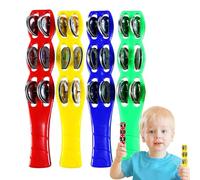 Portable Bell Sticks | Musical Jingle Sticks Set | Latin Percussion Jingle Sticks | 4 Piece Hand Jingles Stick, Portable Tambourine Percussion, Percussi Sticks