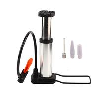 Portable Bicycle Foot Pump High Pressure Aluminum Alloy Bike Tire Inflator for Mountain Road Bikes with Anti Skid Pedal Black Blue Silver Red Gold (Silver)