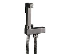 Portable Bidet Spray Set - Brass Shower Head with Wall Mount, Anti-Rust Hose, Adjustable Jet Spray for Hygienic Toilet Cleaning, Gray Bathroom Essential