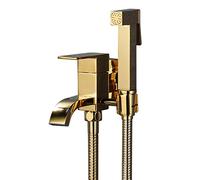 Portable Bidet Sprayer Kit - Brass Gold Wall-Mounted Cold Water Faucet, 1.5m Handheld Showerhead for Toilets & Cloth Diapers, Easy Installation Bidet Attachment