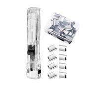 Portable Binder Clip | 40 Sheets Capacity Paper Clip Dispenser - with 50 Stainless Refills Desktop Reusable Clamp Stapler,for Teacher Student Office School Home Craft
